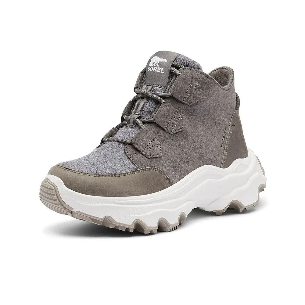 Sorel Kinetic Breakthru Caribou Waterproof Boots Quarry Sea Salt Gray Size 8
